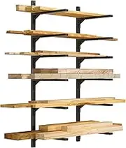 Yociyoga Wood Organizer Metal Rack - 6-Tier Detachable Lumber Storage Metal Rack & Adjustable Wall Mount Wood Storage Lumber Organizer Rack for Garage Basement Shed Or Workshop