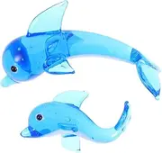 SUPVOX 2pcs Glass Dolphin Figurines Charming Animal Ornaments for Living Office Bedroom Decor Present for Dolphin Lovers and Collectors