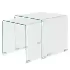 NNEVL Two Piece Nesting Table Set Tempered Glass Clear