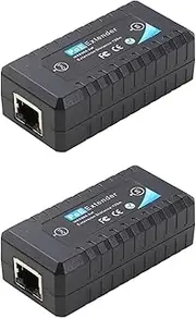 Binxind 2X 1 Port POE Extender 10/100Mbps with IEEE 802.3Af Standard Input/Output for IP Camera Transmission Distance 120 Meters