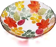Puremagics Large Leaf-Shaped Hand Painted Colorful Crystal Glass Decorative Bowl. Leaf Shaped Tray Decor for centerpieces,Coffee table-28cm.