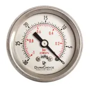 1-1/2" Oil Filled Pressure Gauge, SS Case, 1/8" NPT, Ctr Back Mount, -30HG/0PSI