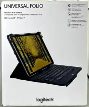 Logitech Universal Wireless Keyboard Folio Cover Case w/ Pencil Holder iPad 2019