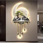 Creative Landscape 3D Wall Art with LED, Landscape Picture Wall Hanging Painting Plug-in Power Supply, Decor for Living Room Entrance Corridor (60x120cm/23.6x47.2in,C)