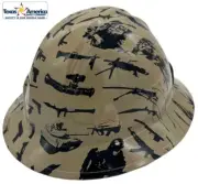 Combat Khaki Hydro Dipped Full Brim Hard Hat with Ratchet Suspension