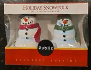Vintage Publix Holiday Snowfolk Salt and Pepper Shakers Snowmen New In Box