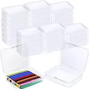 30 Pcs Plastic Crayon Box with Lid, Clear Crayon Organizer Holder Case Crayon Storage Containers for Art Crafts School Classroom Supplies (30)