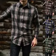 Fashionable Long Sleeve Plaid Shirt for Men with Soft Button Down Collar