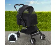i.Pet Pet Stroller Dog Pram Cat Carrier Travel Large Pushchair Foldable 4 Wheels Black