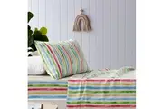 Happy Kids Multi Stripes Printed Microfibre Sheet Set Double