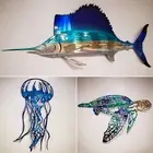 Metal Sea Turtle Hanging Ornament Beach Theme Outdoor Decor Wall Art Decor Gift