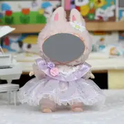 Labubu Baby Clothes 17cm Labubu Cloth Clothes Heartbeat Macaron Vinyl Face Doll Baby Clothes Replacement——style:Purple Rose Princess Dress