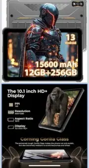 HOTWAV R7 Rugged Tablet Android 13, Gray 15600mAh 10.1 Inch Screen 6GB RAM
