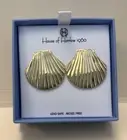 HOUSE OF HARLOW Gold Tone Shell Post Back Pierced Earrings NIB