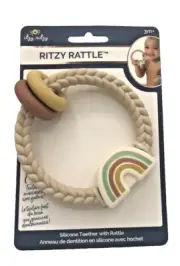 NEW Itzy Ritzy rattle silicone teether with rattle Gum Massager 3+ Month Rainbow