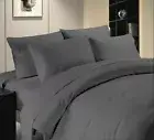 New! Split King Bed - 2 Long Single Beds 5 Pce Sheet Set 1000TC EgyptCotton Grey