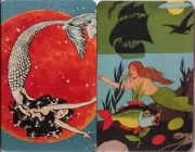 Swap cards Modern playing card back Vintage look Mermaids