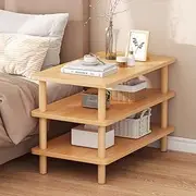 Fohouse 3-Tier End Table, Side Table with Storage Shelf, Nightstand Bedside Table for Living Room Bedroom Balcony Office, Easy Assembly, Natural