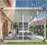 Clear Tarp Patio Enclosure Waterproof PVC Curtains for Gazebos with Double Zip Transparent Outdoor Tarps Curtains Zipper Door for Porch, Deck, Balcony, Pergola (Size: 9.8ft x 9.8ft)