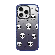 iPhone 16 Pro Impact Case MagSafe Compatible Cute White UFO Space Alien Drawing Pattern
