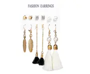 6Pcs Tassel Earrings Female Bohemian Ethnic Style Earrings - 8