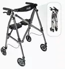 Stander Wonder Rollator Walker. Lightweight, Folding Space Saver. Black Walnut