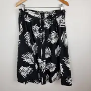 Target Midi Skirt Size 14 Black Leaf Print NWT