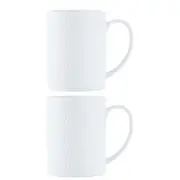2x Maxwell & Williams White Basics Diamonds 400ml Straight Coffee Mug Porcelain