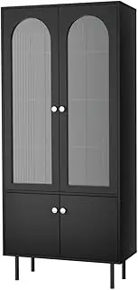 Artiss Buffet Sideboard Cupboard Cabinet Doors 5 Tiers Storage Table Black