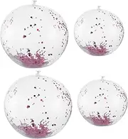 UPKOCH Inflatable Beach Ball Set 4pcs Sequin PVC Ball for Pool Beach Birthday Parties