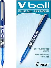 Pilot VBall Liquid Ink Rolling Ball Stick Pens, Extra Fine Point, Blue Ink, 12-Pack (35201)