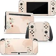 TACKY DESIGN Flower Skin Compatible with Nintendo Switch Skin, Watercolor Vinyl 3m Decal Stickers Full Cover