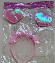 Girl's Light Pink Sequin Heart Headband Fun Costume Party Birthday
