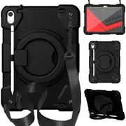 MCC Kids Shockproof Strap iPad 10.9 2022 10th Gen Apple Case Cover Ring [Black]