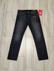 True Religion Jeans Mens 32x32 Geno Relaxed Slim Flap Pocket Dark Blue Wash NEW