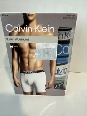 Calvin Klein Variety Waistband Cotton Stretch Boxer Briefs Mens M 4 Pack NEW $60