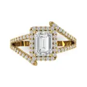 2.2ct Emerald Cut Designer Engagement Promise Anniversary Ring 14k Yellow Gold
