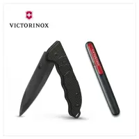 在飛比找momo購物網優惠-【VICTORINOX 瑞士維氏】折疊式獵刀/極黑+磨刀棒 