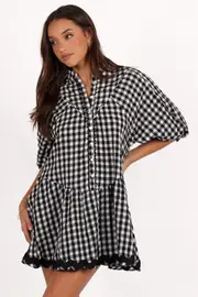 [PUP118] Carolina Mini Dress - Black/White Gingham S black