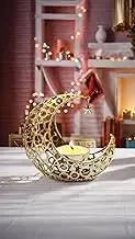 Honwor Elegant Gold Metal Moon & Star Candle Holders for Tea Lights & Votive Candles - Romantic Wedding & Party Centerpiece Decor