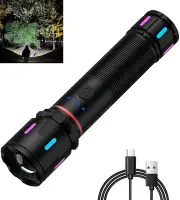 2 Pack LED Rechargeable Flashlights High Lumens, 1500+ Lumens Super Bright Zo...