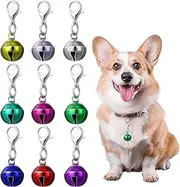 Pet Bells, 9PCS Cat Dog Collar Bells Colourful Pet Small Bell Charm Pets Pendant Metal Round Collar Charms Keychain Hanging Lobster Buckle for Puppy Pets
