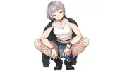 Anime girls simple background silver hair short fishnet Playmat Gaming Mat Desk