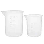 Set of 2 Measuring Cup Labs Clear Plastic Graduated Beakers 50ml 100ml
