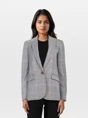 Wool Check Single Breasted Blazer