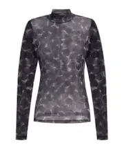 Dries Van Noten Turtleneck Sheer Top M Black