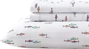 Eddie Bauer - Twin XL Sheets, Stain Resistant Kids Bedding, Ideal for Toddler Bedding Set (Fish Lake White, Twin XL)