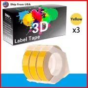 3PK Label Tape 3D Yellow for Dymo S0720020 1540 Dymo 20008 Label Makers