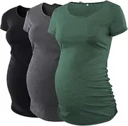 [Love2Mi] 3PCS Maternity Shirt Short Sleeves Maternity Wear T-Shirt Casual Maternity Tops