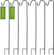 Suzile 6 Pcs Shepherds Hooks for Outdoor 32 Inch Adjustable Bird Feeder Pole Metal Garden Planter Stakes Shepherds Hooks for Bird Feeders, Plant Baskets, Solar Lights, Christmas Decor, Lanterns